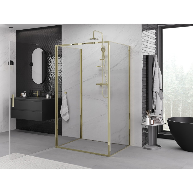 Mexen Exo-B 3S 3-sided shower cabin, hinged 80 x 100 cm, transparent, gold - 817-080-100-50-00-3S