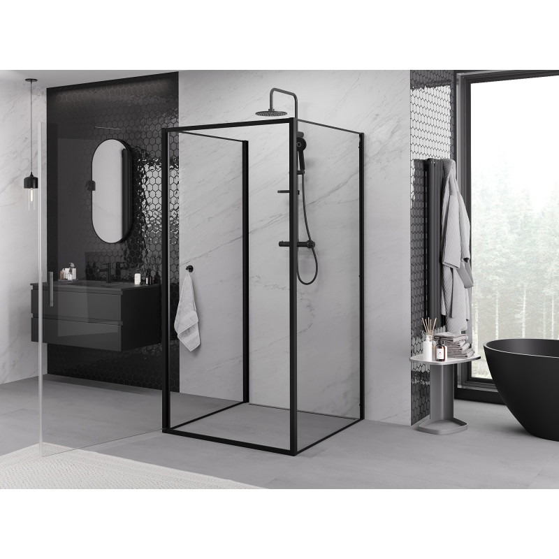Mexen Exo-B 3S 3-wall hinged shower cabin 70 x 70 cm, transparent, black - 817-070-070-70-00-3S