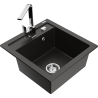 Mexen Vito 1-compartment granite sink with a kitchen mixer tap Rita, Black/Gold metallic - 6503-75-670300-00