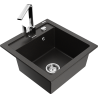 Mexen Vito granite sink 1-bowl with Rita kitchen faucet, black/gold metallic - 6503-75-670300-00