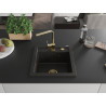Mexen Vito 1-bowl granite sink with Rita kitchen faucet, black/golden metallic - 6503-75-670300-50