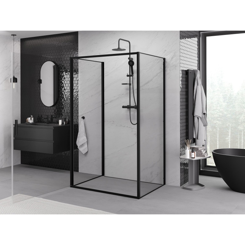 Mexen Exo-B 3S 3-wall pivot shower enclosure 100 x 70 cm, transparent, black - 817-100-070-70-00-3S
