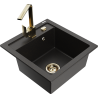 Mexen Vito 1-bowl granite sink with Rita kitchen faucet, black/golden metallic - 6503-75-670300-50