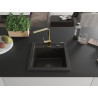 Mexen Vito 1-bowl granite sink with Rita kitchen faucet, black/gold metallic - 6503-75-670300-50-B