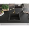 Mexen Vito 1-bowl granite sink with Rita kitchen tap, black/gold metallic - 6503-75-670300-50-B