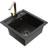 Mexen Vito 1-bowl granite sink with Rita kitchen faucet, black/gold metallic - 6503-75-670300-50-B