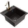 Mexen Vito 1-bowl granite sink with Rita kitchen tap, black/gold metallic - 6503-75-670300-50-B