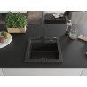 Mexen Vito granite kitchen sink single bowl with Rita kitchen faucet, black/gold metallic - 6503-75-670300-70-B