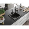 Mexen Vito 1-bowl granite sink with kitchen faucet Rita, black/gold metallic - 6503-75-670300-70