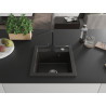 Mexen Vito 1-bowl granite sink with kitchen faucet Rita, black/gold metallic - 6503-75-670300-70