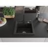 Mexen Vito granite sink single-bowl with Rita kitchen mixer, black/gold metallic - 6503-75-670300-70