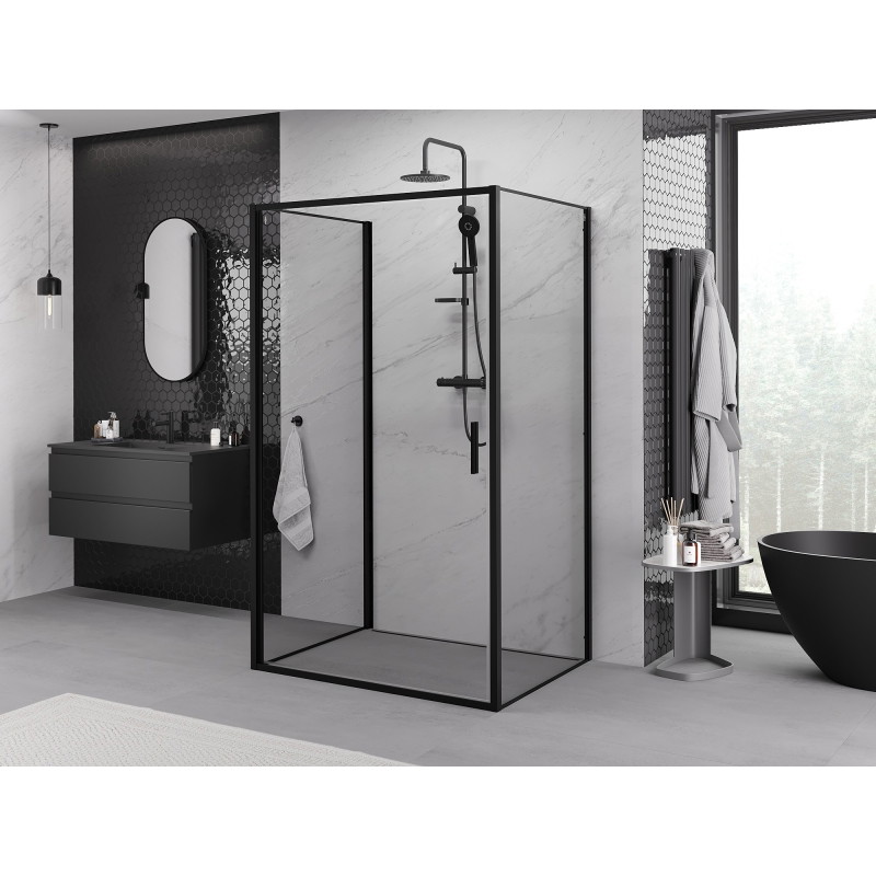 Mexen Exo-B 3S 3-sided Hinged Shower Enclosure 90 x 110 cm, Transparent, Black - 817-090-110-70-00-3S