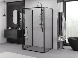 Mexen Exo-B 3S 3-wall Hinged Shower Enclosure 95 x 110 cm, Transparent, Black - 817-095-110-70-00-3S