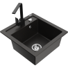 Mexen Vito 1-compartment granite sink with a kitchen mixer tap Rita, Black/Gold metallic - 6503-75-670300-70
