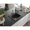 Mexen Vito 1-bowl granite sink with Rita kitchen faucet, black speckled - 6503-76-670300-00