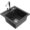 Mexen Vito granite kitchen sink 1-bowl with Rita kitchen faucet, black speckled - 6503-76-670300-00