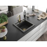 Mexen Vito 1-Bowl Granite Sink with Rita Kitchen Faucet, Black Speckled - 6503-76-670300-50