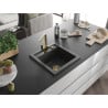 Mexen Vito 1-Bowl Granite Sink with Rita Kitchen Tap, Speckled Black - 6503-76-670300-50