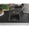 Mexen Vito 1-Bowl Granite Sink with Rita Kitchen Faucet, Black Speckled - 6503-76-670300-50