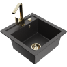 Mexen Vito 1-bowl granite sink with kitchen faucet Rita, black speckled - 6503-76-670300-50