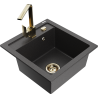 Mexen Vito 1-compartment granite sink with a kitchen mixer tap Rita, spotted black - 6503-76-670300-50