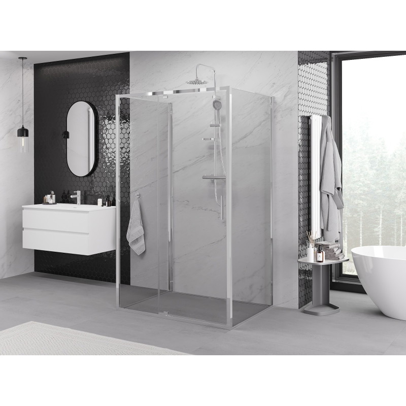 Mexen Exo-R 3S 3-sided shower cabin with hinged door 115 x 80 cm, transparent, chrome - 819-115-080-01-00-3S
