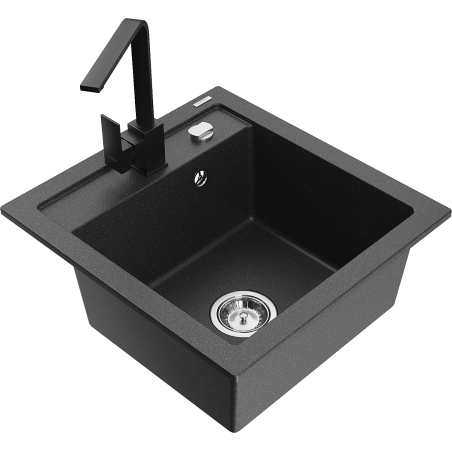 Mexen Vito 1-bowl granite sink with Rita kitchen faucet, black speckled - 6503-76-670300-70