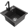 Mexen Vito 1-bowl granite sink with kitchen faucet Rita, black speckled - 6503-76-670300-70