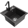 Mexen Vito 1-bowl granite sink with Rita kitchen faucet, black speckled - 6503-76-670300-70