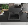 Mexen Vito granite kitchen sink with 1 bowl and Rita kitchen faucet, black speckled - 6503-76-670300-70-B