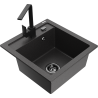 Mexen Vito granite sink with 1 bowl and Rita kitchen tap, black speckled - 6503-76-670300-70-B