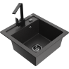 Mexen Vito single-bowl granite sink with Rita kitchen faucet, black speckled - 6503-76-670300-70-B