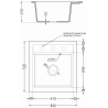 Mexen Vito granite kitchen sink with 1 bowl and Rita kitchen faucet, black speckled - 6503-76-670300-70-B