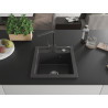 Mexen Vito granite kitchen sink 1-bowl with kitchen faucet Rita, black speckled - 6503-76-670300-76