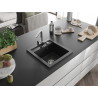 Mexen Vito 1-bowl granite sink with Rita kitchen faucet, black - 6503-77-670300-00