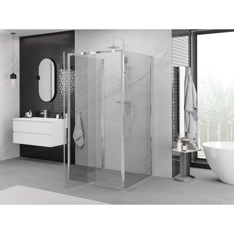 Mexen Exo-R 3S 3-wall swing shower enclosure 95 x 95 cm, transparent, chrome - 819-095-095-01-00-3S