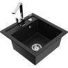 Mexen Vito 1-bowl granite sink with Rita kitchen faucet, black - 6503-77-670300-00