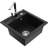Mexen Vito granite single-bowl sink with Rita kitchen faucet, black - 6503-77-670300-00