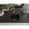 Mexen Vito 1-Bowl Granite Sink with Rita Kitchen Faucet, Black - 6503-77-670300-50
