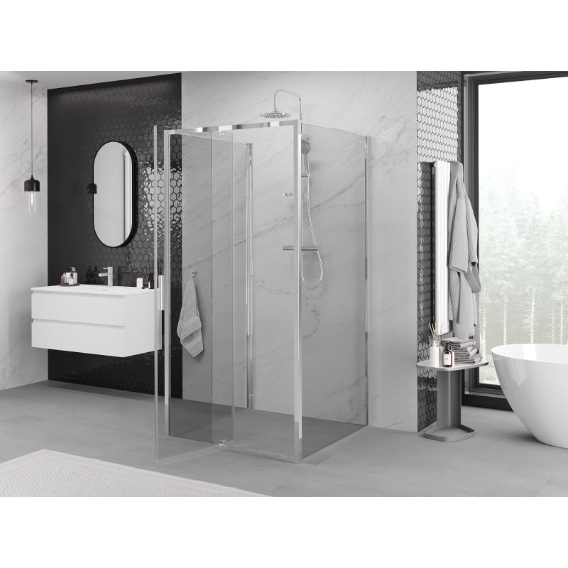 Mexen Exo-3S 3-wall shower enclosure, hinged 100 x 100 cm, transparent, chrome - 819-100-100-01-00-3S