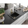 Mexen Vito granite kitchen sink 1-bowl with Rita kitchen tap, black - 6503-77-670300-50