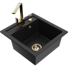 Mexen Vito 1-Bowl Granite Sink with Rita Kitchen Faucet, Black - 6503-77-670300-50