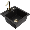 Mexen Vito 1-compartment granite sink with a kitchen mixer tap Rita, Black - 6503-77-670300-50