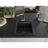 Mexen Vito granite kitchen sink 1-bowl with Rita kitchen faucet, black - 6503-77-670300-50-B