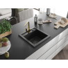 Mexen Vito granite kitchen sink 1-bowl with Rita kitchen faucet, black - 6503-77-670300-50-B