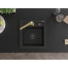 Mexen Vito granite kitchen sink 1-bowl with Rita kitchen faucet, black - 6503-77-670300-50-B