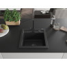 Mexen Vito granite single-bowl kitchen sink with Rita faucet, black - 6503-77-670300-70-B