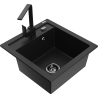 Mexen Vito 1-compartment granite sink with a kitchen mixer tap Rita, Black - 6503-77-670300-70-B