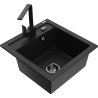 Mexen Vito granite single-bowl kitchen sink with Rita faucet, black - 6503-77-670300-70-B