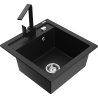 Mexen Vito granite kitchen sink 1-bowl with Rita kitchen faucet, black - 6503-77-670300-70